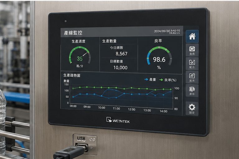 cMT2078X 生產線 HMI 現場監控應用