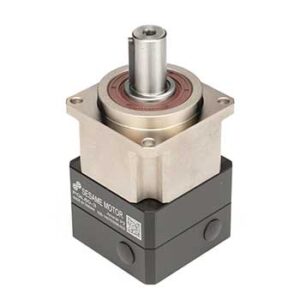 Servo motor with attached gear reducer and output shaft, used for precise motion control in machinery.
