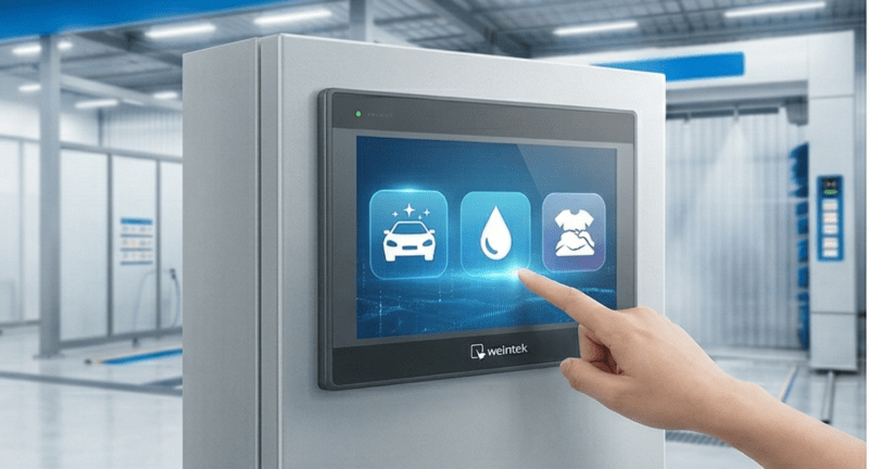 工業級 HMI 打造無人化洗車、加水站與洗衣店。